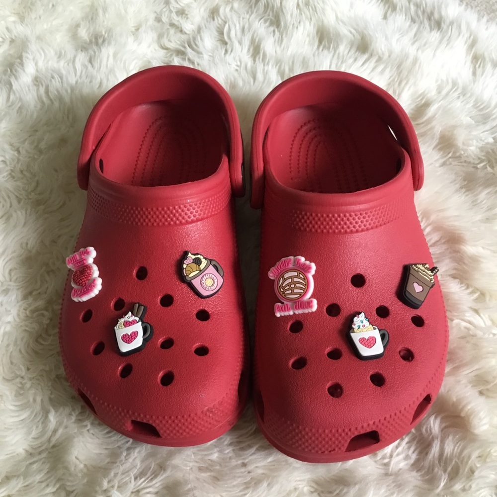 CROCS Red Kids' Clogs with Cute Charm Accents